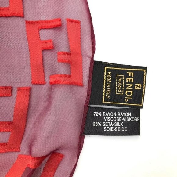Fendi Purple and Red Zucca Print Logo Scarf - Picture 3 of 4